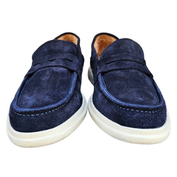 Blue Suede Shoes Leather Loafers Bilt George Brown Foster Penny Loafer Size 8.5 - Picture 2 of 13